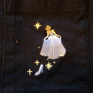 Disney Cinderella Stitched T-Shirt Black Pocket